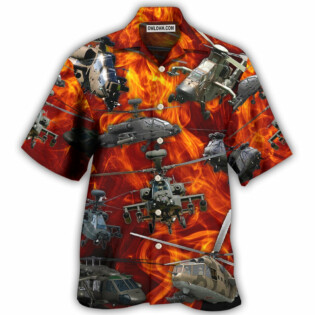 Helicopter On Fire - Hawaiian Shirt - Owl Ohh for men and women, kids - Owl Ohh