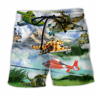 Helicopter Real Pilots Don't Need Runway Beautiful Landscape - Beach Short - Owl Ohh - Owl Ohh