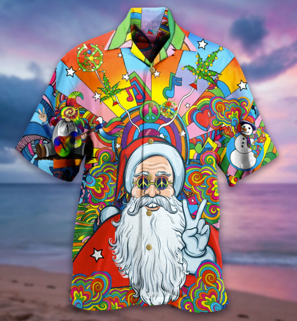 Hippie Funny Santa Claus - Hawaiian Shirt - Owl Ohh - Owl Ohh