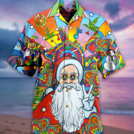 Hippie Funny Santa Claus - Hawaiian Shirt - Owl Ohh - Owl Ohh