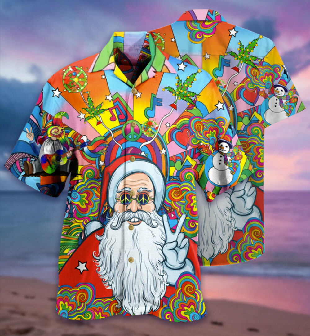 Hippie Funny Santa Claus - Hawaiian Shirt - Owl Ohh - Owl Ohh