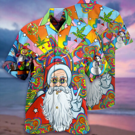 Hippie Funny Santa Claus - Hawaiian Shirt - Owl Ohh - Owl Ohh