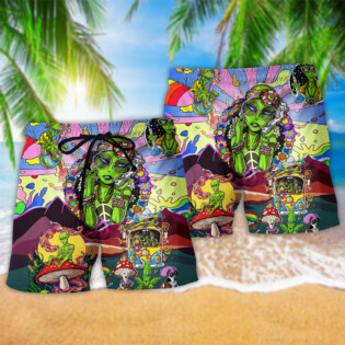 Hippie Alien Peace Life Color Cool Style - Beach Short - Owl Ohh - Owl Ohh
