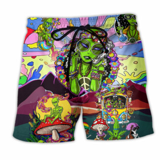 Hippie Alien Peace Life Color Cool Style - Beach Short - Owl Ohh - Owl Ohh