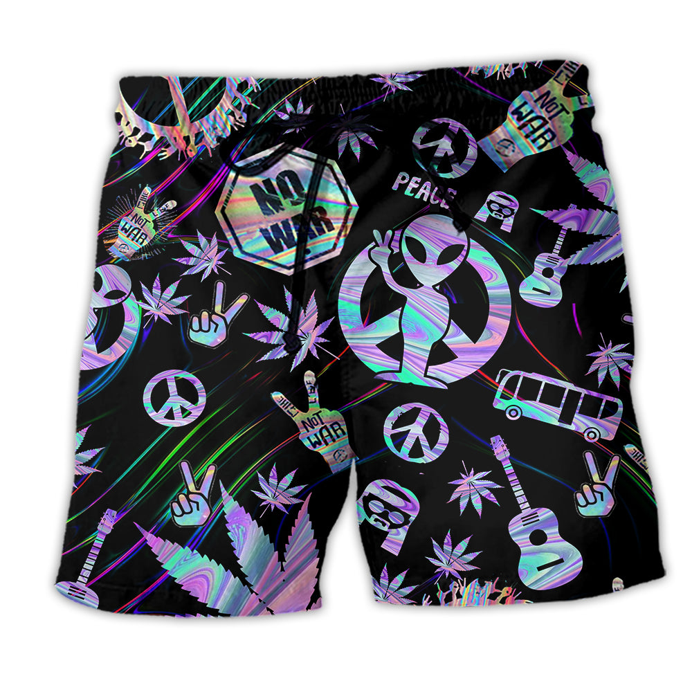 Hippie Alien Peace Life So Colorful - Beach Short - Owl Ohh - Owl Ohh