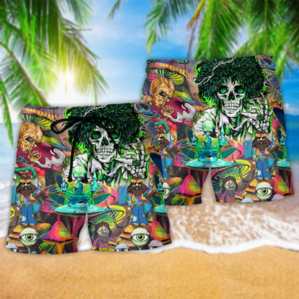 Hippie Amazing Skull Peace Life Color - Beach Short - Owl Ohh - Owl Ohh