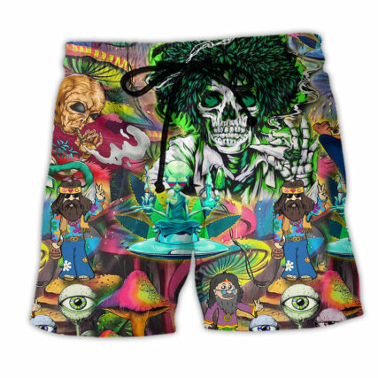 Hippie Amazing Skull Peace Life Color - Beach Short - Owl Ohh - Owl Ohh