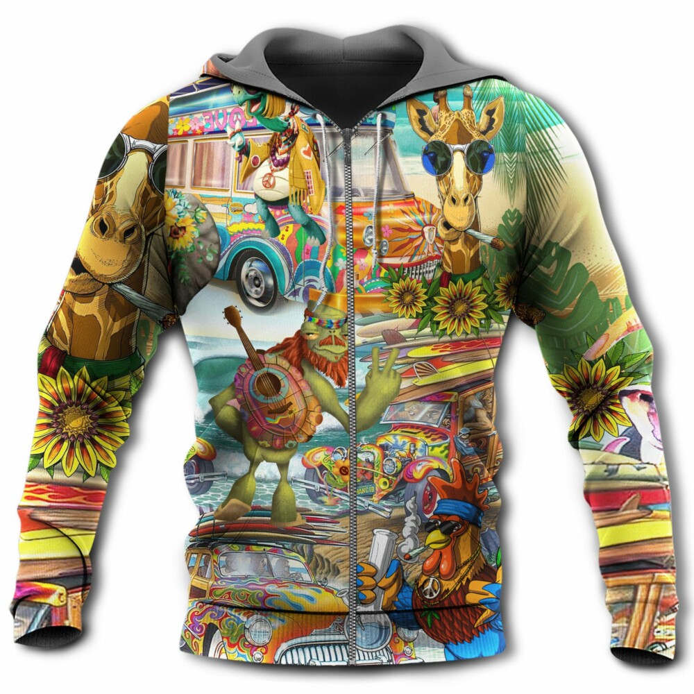 Hippie Animals Happy Together - Hoodie - Owl Ohh - Owl Ohh