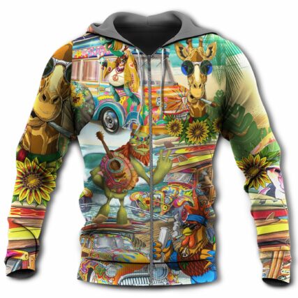 Hippie Animals Happy Together - Hoodie - Owl Ohh - Owl Ohh