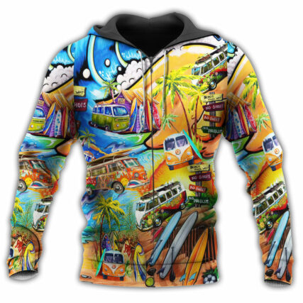 Hippie Bus Peace Life Color Painting - Hoodie - Owl Ohh - Owl Ohh