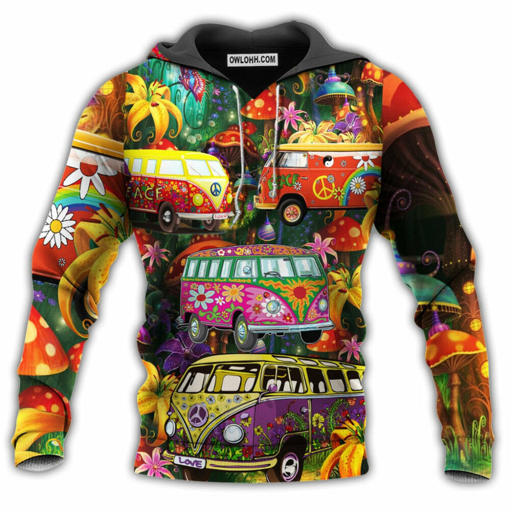 Hippie Bus Peace Life Color So Funny - Hoodie - Owl Ohh - Owl Ohh