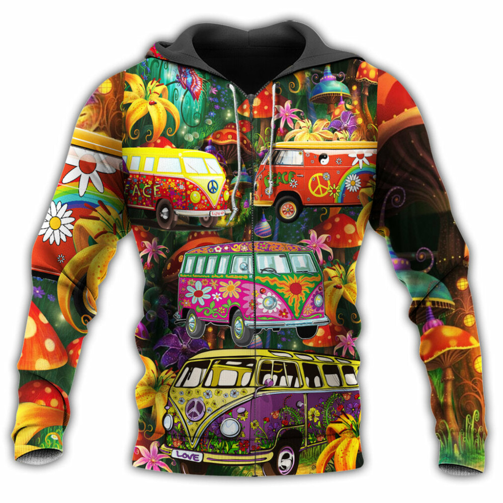 Hippie Bus Peace Life Color So Funny - Hoodie - Owl Ohh - Owl Ohh