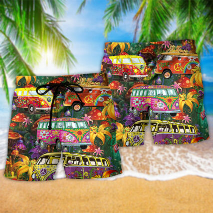 Hippie Bus Peace Life Color So Patterned - Beach Short - Owl Ohh - Owl Ohh