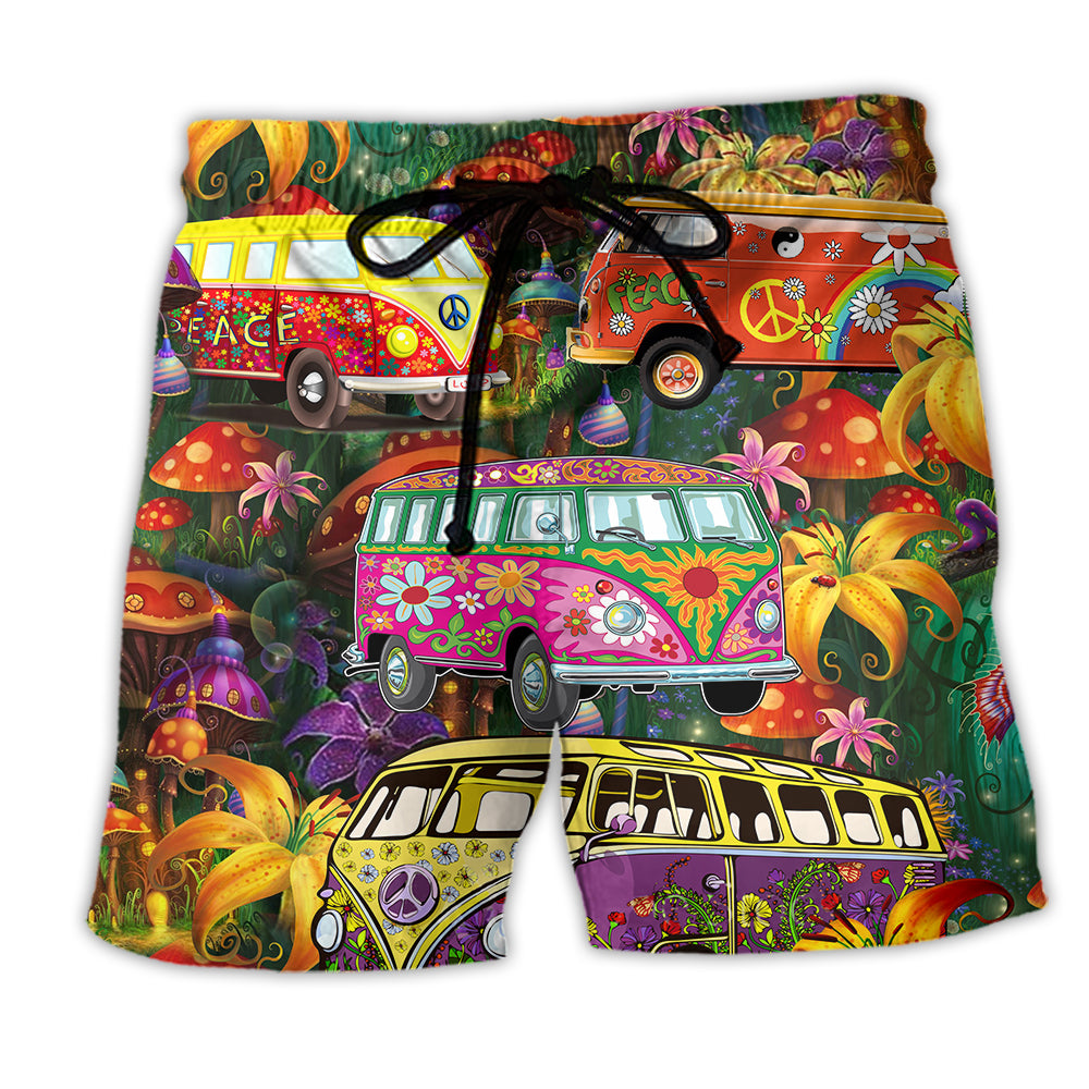 Hippie Bus Peace Life Color So Patterned - Beach Short - Owl Ohh - Owl Ohh
