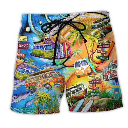 Hippie Bus Peace Love Life Colorful - Beach Short - Owl Ohh - Owl Ohh