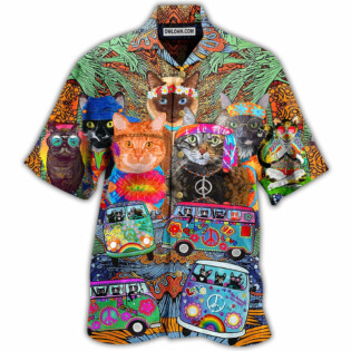 Hippie Cats Peace Love Life Color - Hawaiian Shirt - Owl Ohh - Owl Ohh