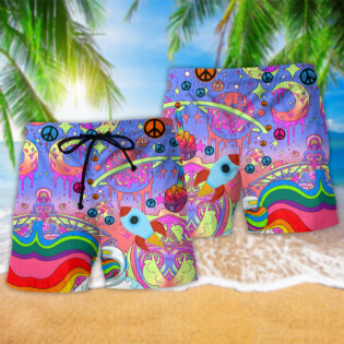 Hippie Colorful Planet - Beach Short - Owl Ohh - Owl Ohh