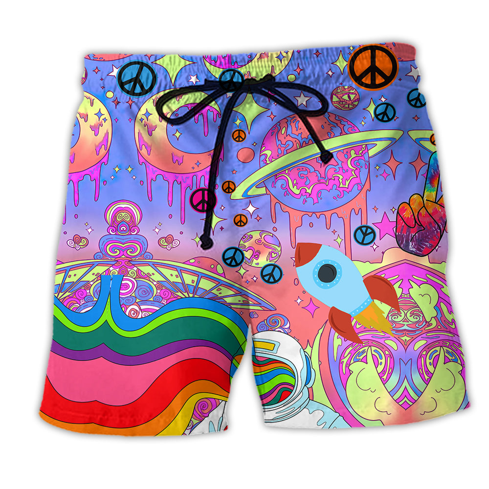 Hippie Colorful Planet - Beach Short - Owl Ohh - Owl Ohh