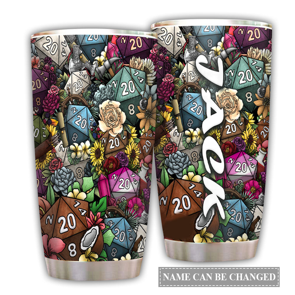 Hippie D20 Flowers Personalized - Tumbler - Owl Ohh - Owl Ohh