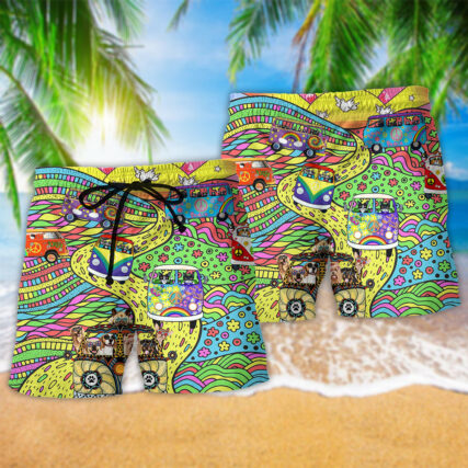 Hippie Dogs And Cats Peace Life - Beach Short - Owl Ohh - Owl Ohh