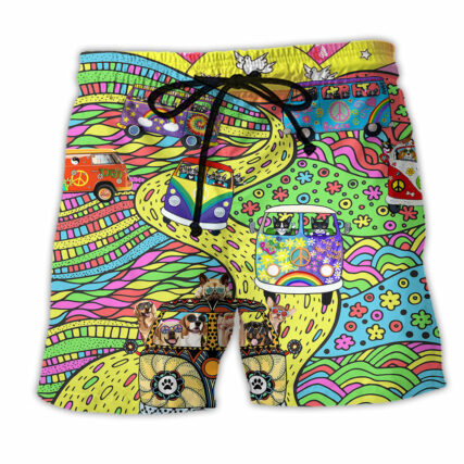 Hippie Dogs And Cats Peace Life - Beach Short - Owl Ohh - Owl Ohh