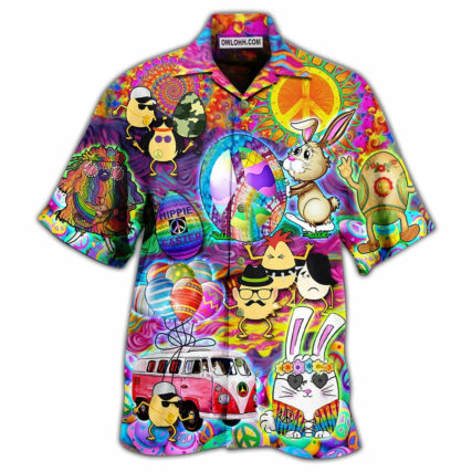 Hippie Easter Peace Life Color Funny Party - Hawaiian Shirt - Owl Ohh - Owl Ohh