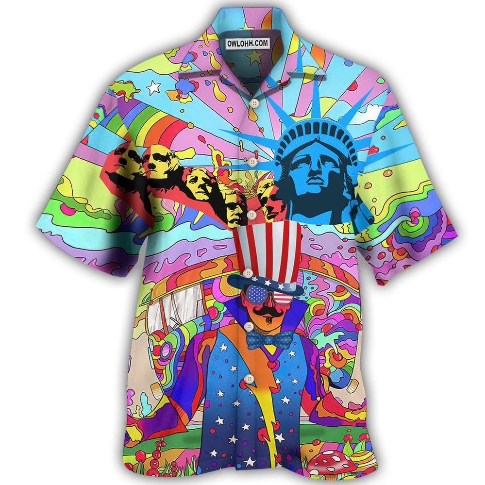 Hippie Independence Day America - Hawaiian Shirt - Owl Ohh - Owl Ohh