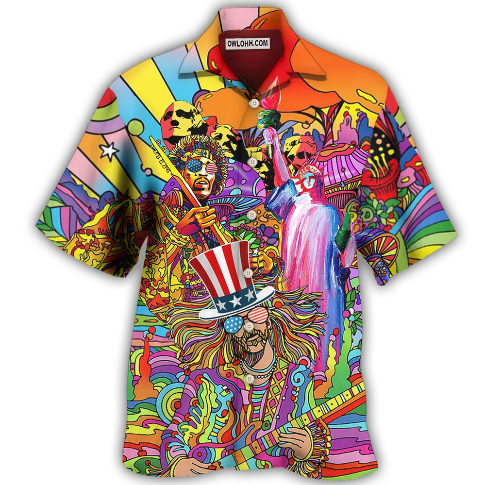 Hippie Independence Day America Cool - Hawaiian Shirt - Owl Ohh - Owl Ohh