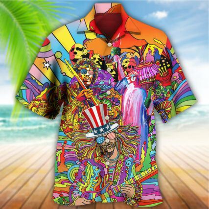 Hippie Independence Day America Cool - Hawaiian Shirt - Owl Ohh - Owl Ohh
