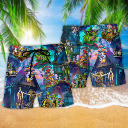 Hippie Love Life Alien Funny - Beach Short - Owl Ohh - Owl Ohh