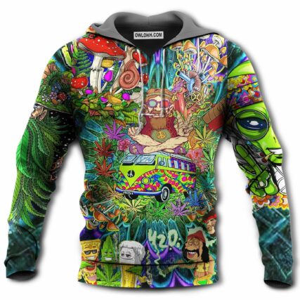 Hippie Mushroom Alien Bus Everything Color - Hoodie - Owl Ohh - Owl Ohh