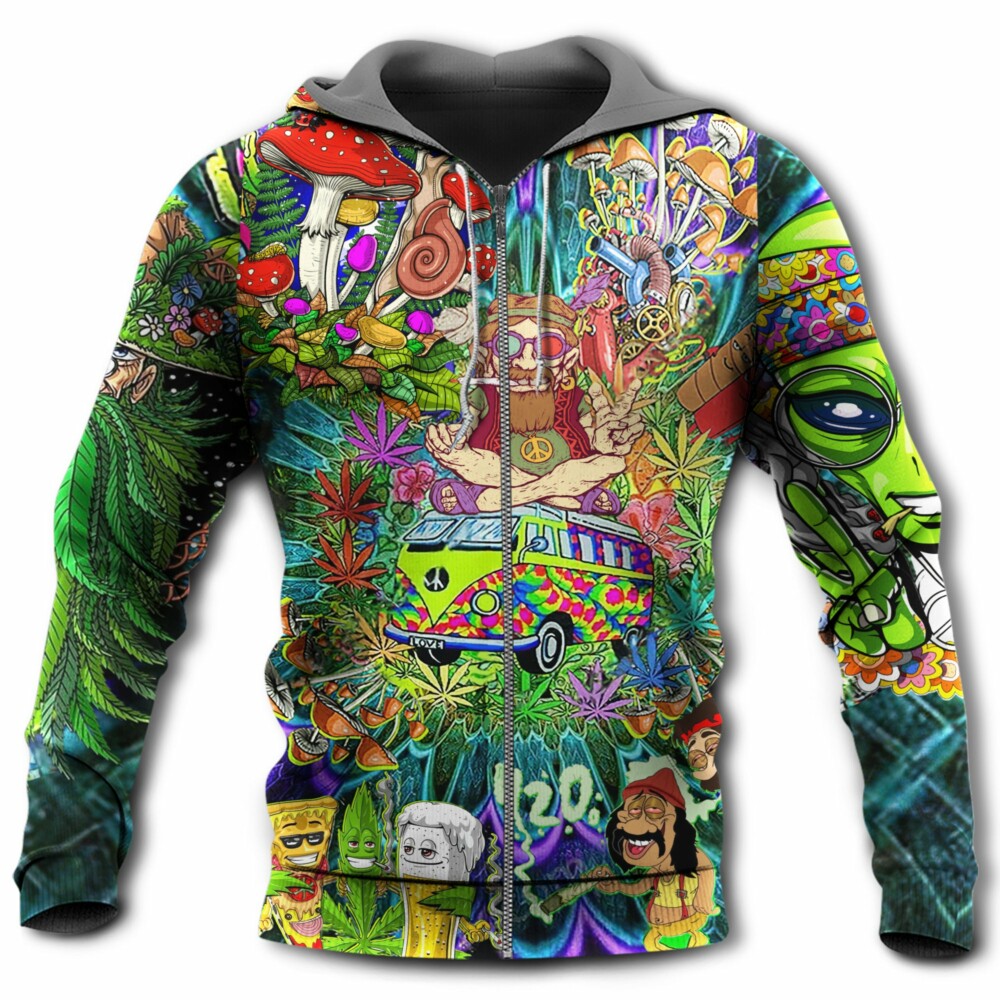 Hippie Mushroom Alien Bus Everything Color - Hoodie - Owl Ohh - Owl Ohh