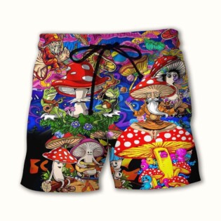Mushroom Happy Together Hippie Colorful - Beach Short - Owl Ohh - Owl Ohh