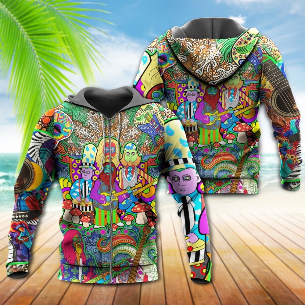 Hippie Music Electric Guitar Peace Life Colorful - Hoodie - Owl Ohh - Owl Ohh