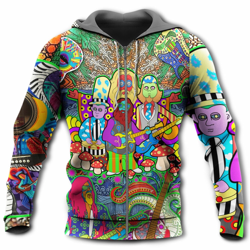 Hippie Music Electric Guitar Peace Life Colorful - Hoodie - Owl Ohh - Owl Ohh