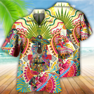 Hippie Peace Life Love Guitar - Hawaiian Shirt - Owl Ohh - Owl Ohh