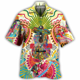 Hippie Peace Life Love Guitar - Hawaiian Shirt - Owl Ohh - Owl Ohh