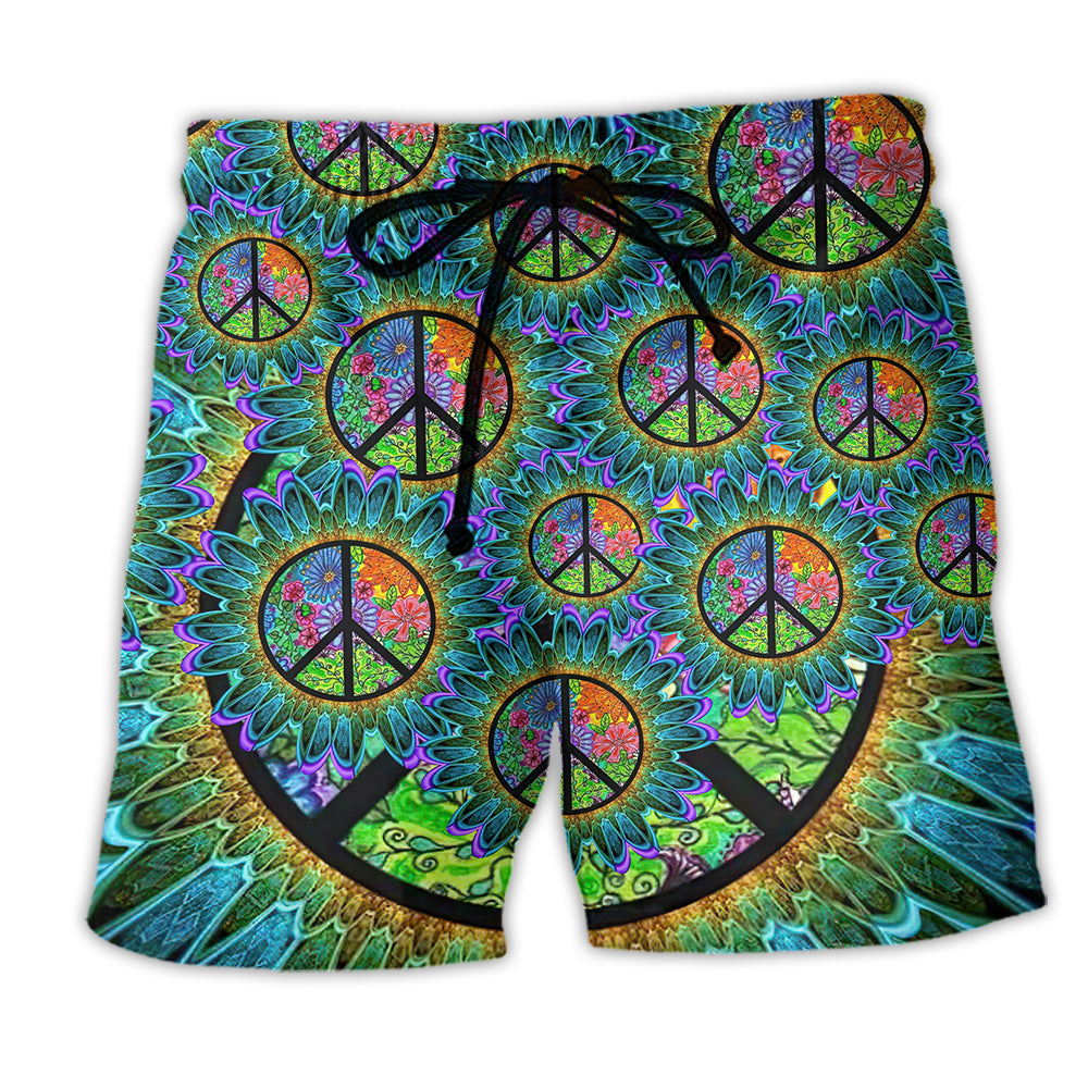 Hippie Peaceful Life Color - Beach Short - Owl Ohh - Owl Ohh