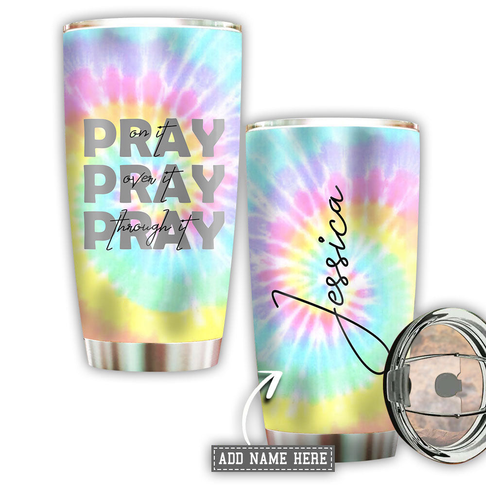 Hippie Pray Faith Tie Dye Personalized - Tumbler - Owl Ohh - Owl Ohh