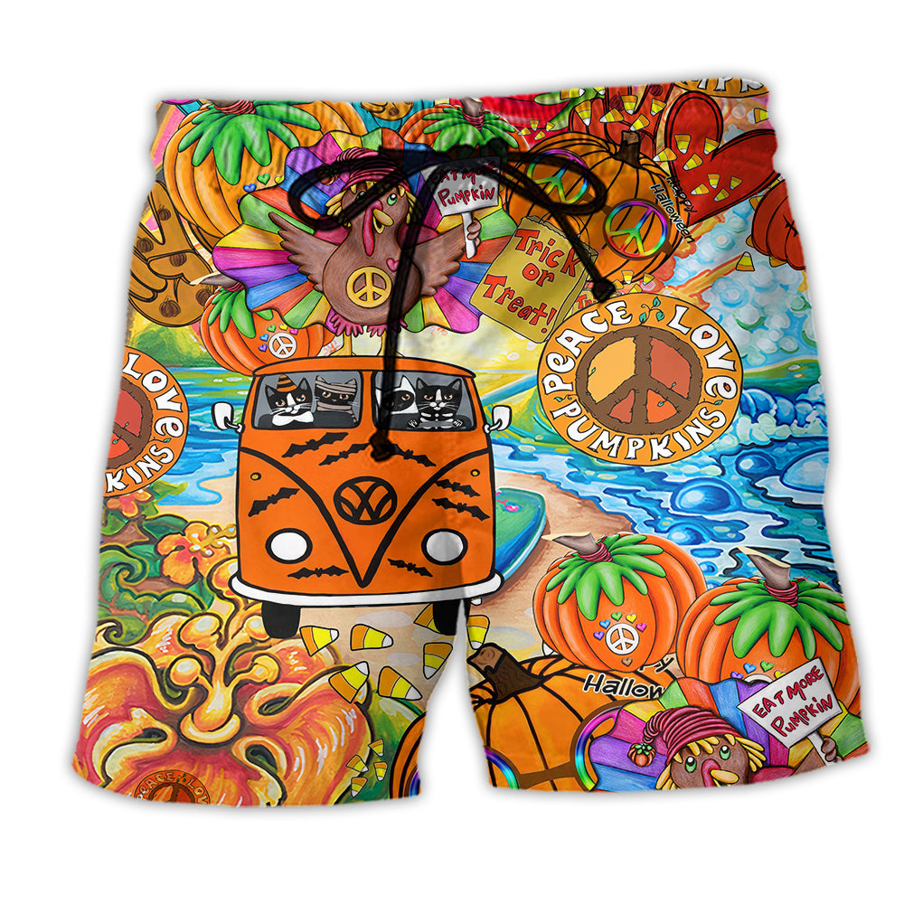 Hippie Pumpkins Colorful Life - Beach Short - Owl Ohh - Owl Ohh