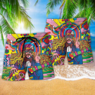 Hippie Rock Music Color - Beach Short - Owl Ohh - Owl Ohh