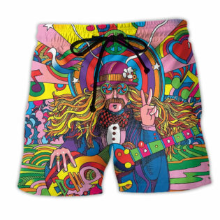 Hippie Rock Music Color - Beach Short - Owl Ohh - Owl Ohh