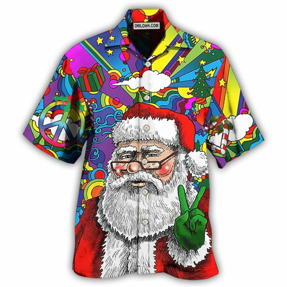 Hippie Funny Santa Claus Christmas - Hawaiian Shirt - Owl Ohh - Owl Ohh