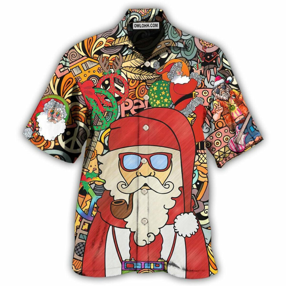 Hippie Santa Claus Merry Christmas - Hawaiian Shirt - Owl Ohh - Owl Ohh