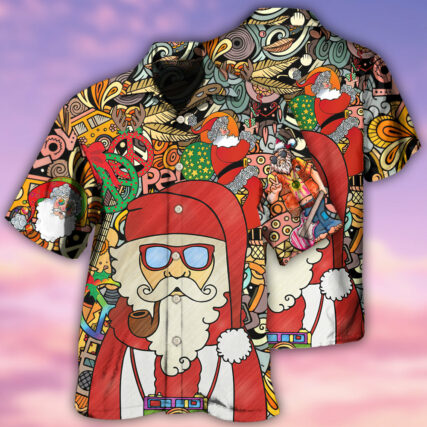 Hippie Santa Claus Merry Christmas - Hawaiian Shirt - Owl Ohh - Owl Ohh