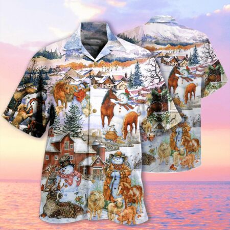Horse Christmas Love Horse And Farm - Hawaiian Shirt - Owl Ohh - Owl Ohh