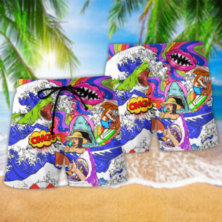 Hippie Shark And Girl Color - Beach Short - Owl Ohh - Owl Ohh