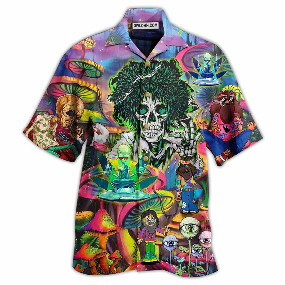 Hippie Skull Alien Mix Color - Hawaiian Shirt - Owl Ohh - Owl Ohh