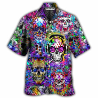 Hippie Skull Color Flowers - Hawaiian Shirt - Owl Ohh - Owl Ohh