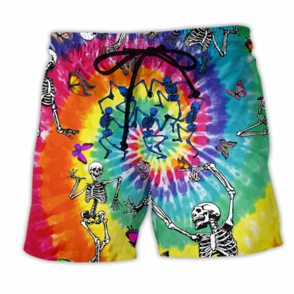 Hippie Skull Dancing With Butterfly - Beach Short - Owl Ohh - Owl Ohh